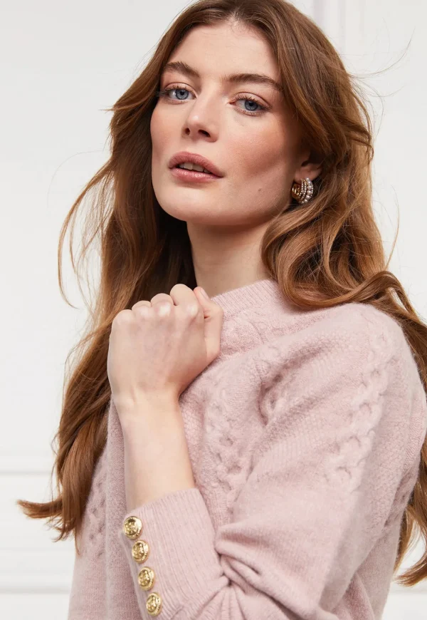 Fashion Astoria Half Cable Knit - Blush Pink Women Knitwear