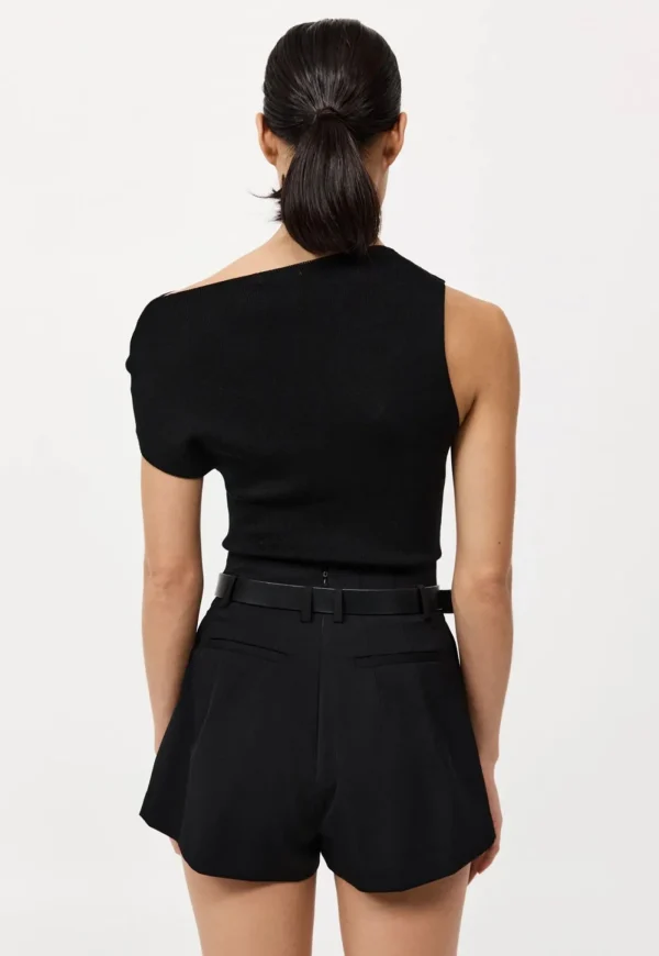 Fashion Asymmetric Knit Top - Black Women Tops & Tees