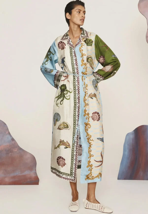 Fashion Bath House Silk Shirtdress - Multi Women Dresses