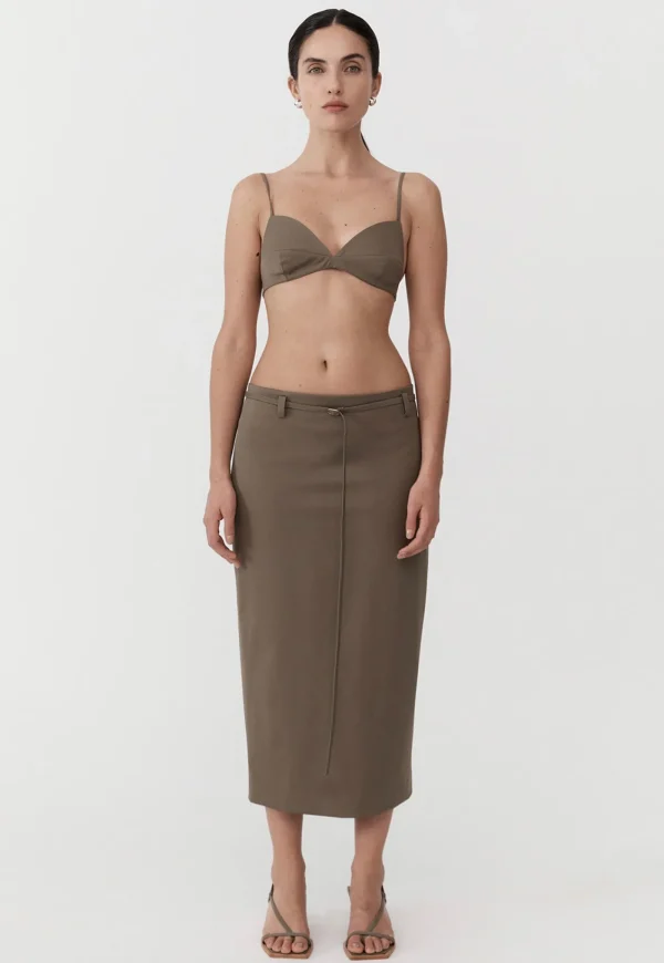 New Belted Pencil Skirt - Kelp Women Skirts