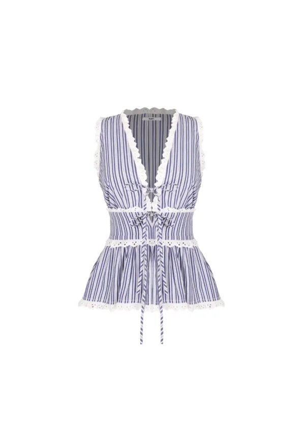 Best Benny Tie Top - Navy Stripe Women Tops & Tees