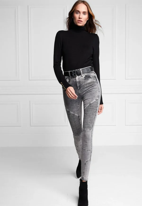 Outlet Biker Jean - Ash Grey Women Denim