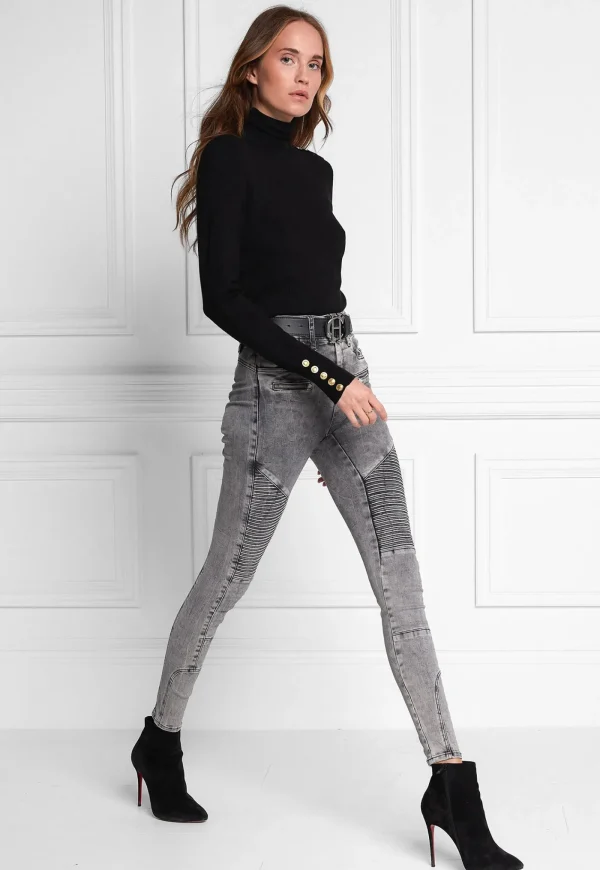 Outlet Biker Jean - Ash Grey Women Denim