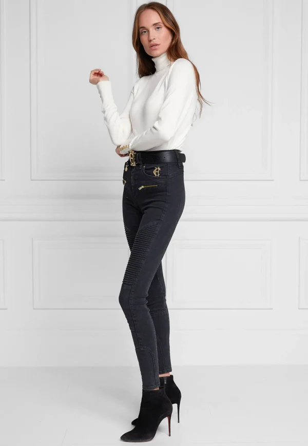 Clearance Biker Jean - Washed Black Women Denim