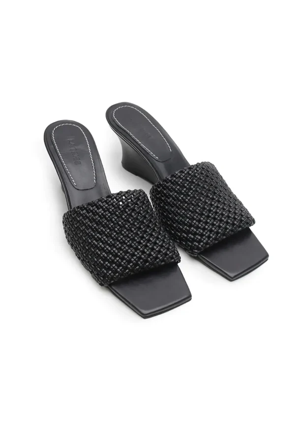 Outlet Braided Wedge Heel - Black Women Footwear | Heels