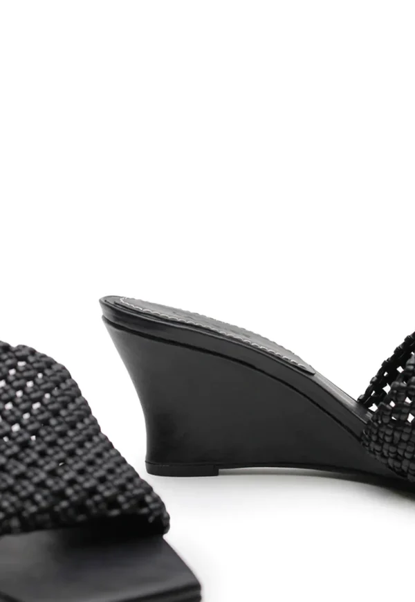 Outlet Braided Wedge Heel - Black Women Footwear | Heels