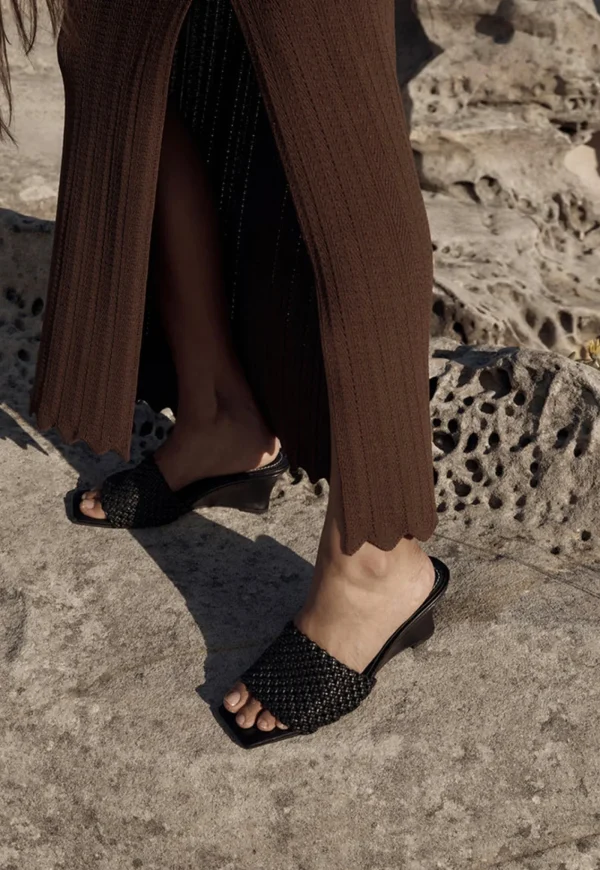 Outlet Braided Wedge Heel - Black Women Footwear | Heels