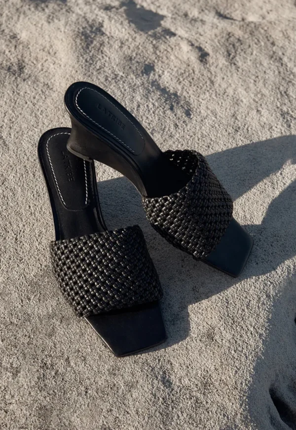 Outlet Braided Wedge Heel - Black Women Footwear | Heels