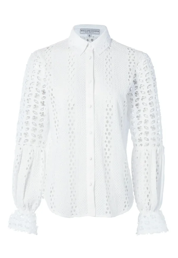 Clearance Broderie Lace Shirt - White Women Tops & Tees