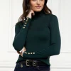 Hot Buttoned Knit Roll Neck - Deep Emerald Women Tops & Tees | Knitwear