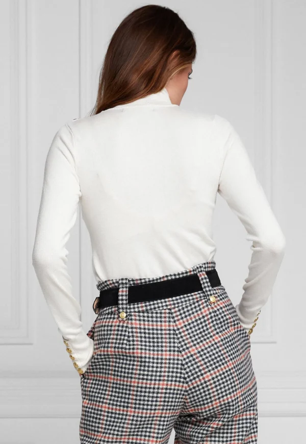 Clearance Buttoned Knit Roll Neck - Cream Women Tops & Tees | Knitwear