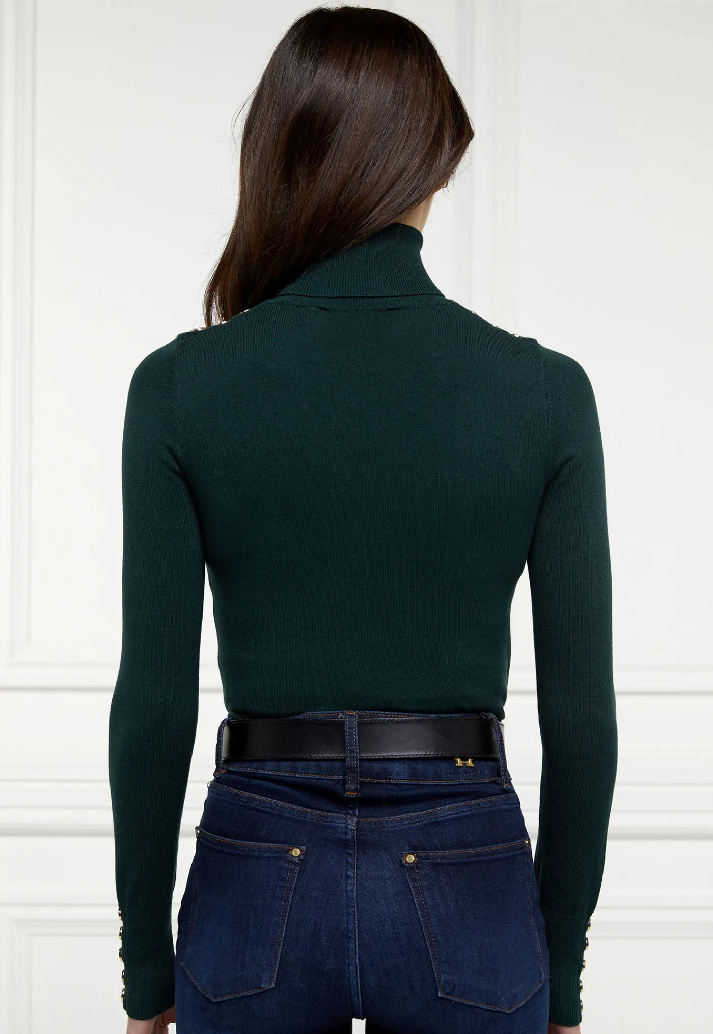 buttoned_knit_roll_neck___3.webp Hot Buttoned Knit Roll Neck - Deep Emerald Women Tops & Tees | Knitwear