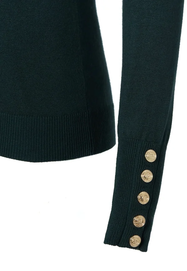 Hot Buttoned Knit Roll Neck - Deep Emerald Women Tops & Tees | Knitwear