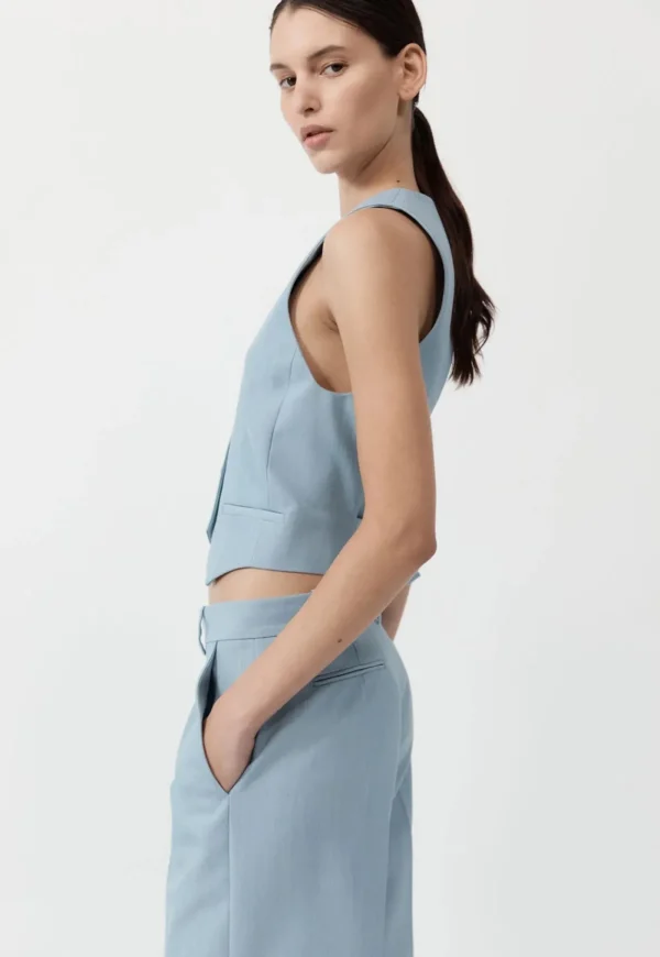 Discount Carter Vest - Stone Blue Women Tops & Tees