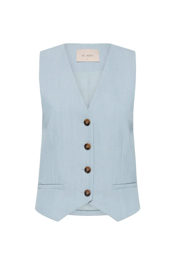 Discount Carter Vest - Stone Blue Women Tops & Tees