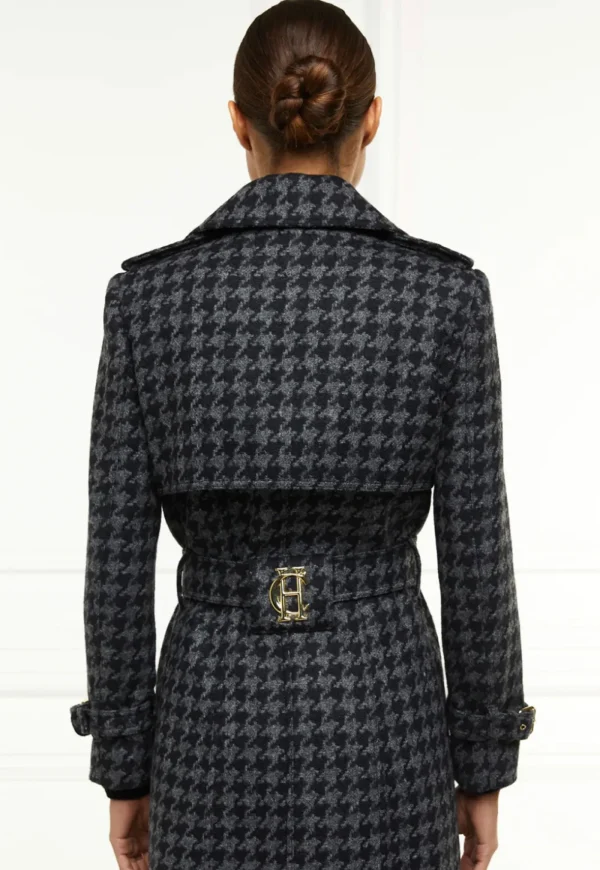 Online Chelsea Trench Coat Full Length - Charcoal Houndstooth Women Coats