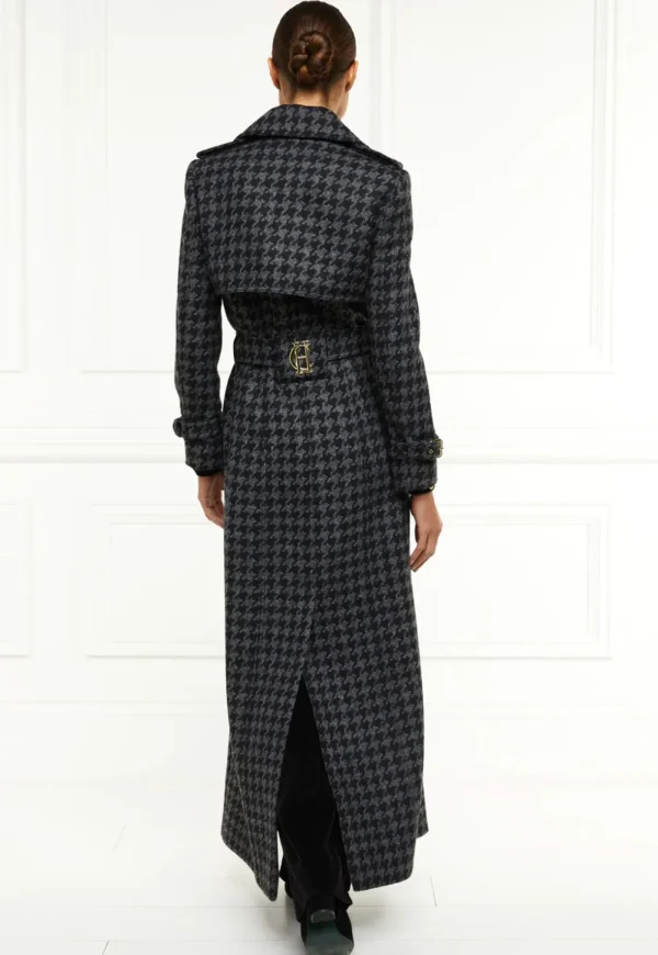 Online Chelsea Trench Coat Full Length - Charcoal Houndstooth Women Coats