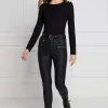 Fashion Coated Biker Jean - Black Women Denim