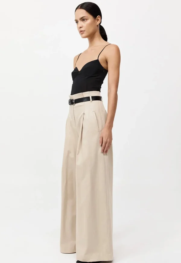 Online Cotton Paperbag Waist Trousers - Champagne Women Pants
