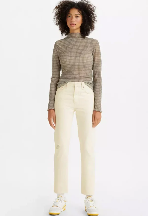 Fashion 501 Crop - White Destructed Women Denim
