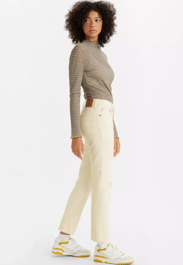 Fashion 501 Crop - White Destructed Women Denim