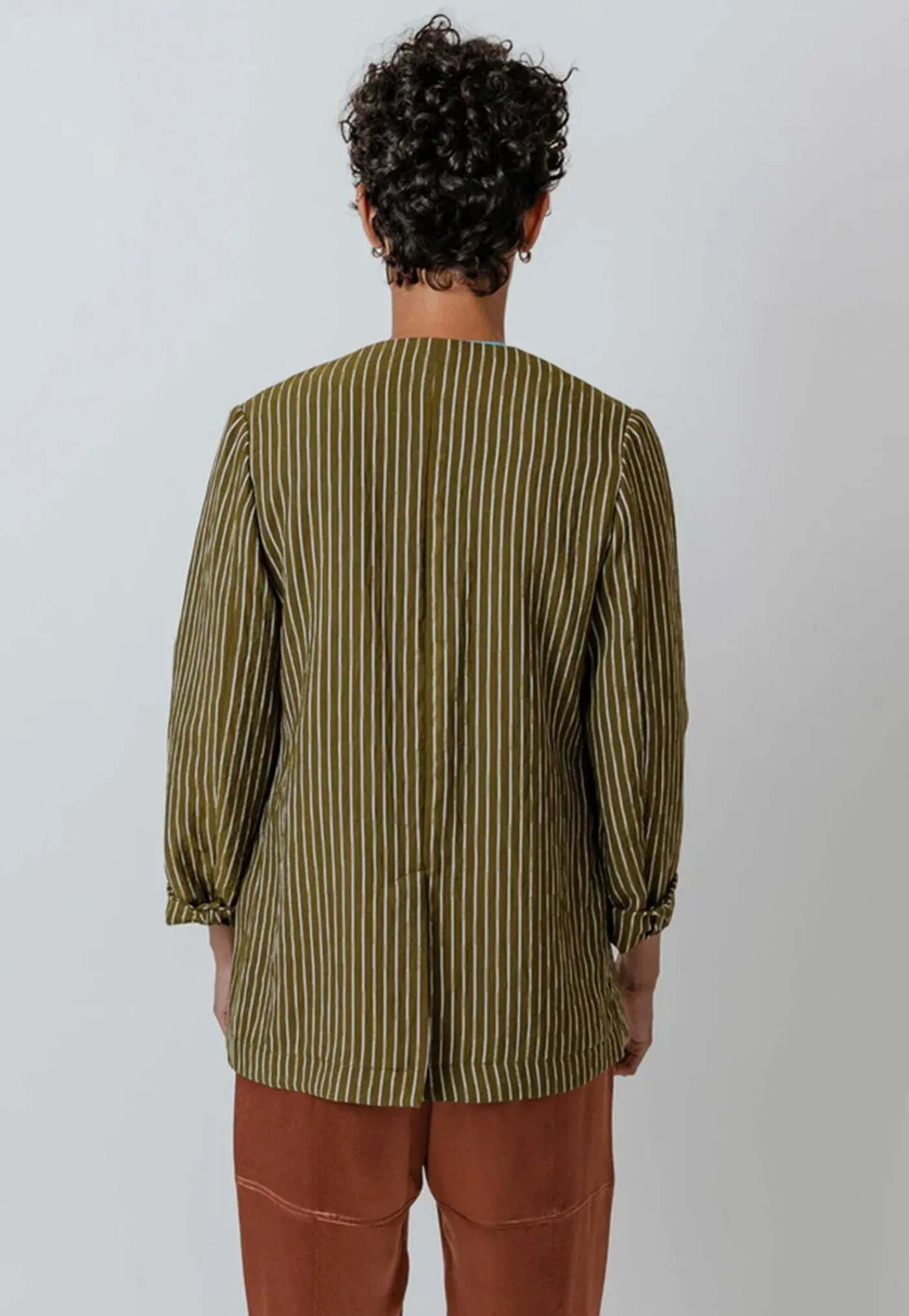 dean_blazer__moss_stripe_3.webp Sale Dean Blazer - Moss Stripe Women Blazers & Jackets