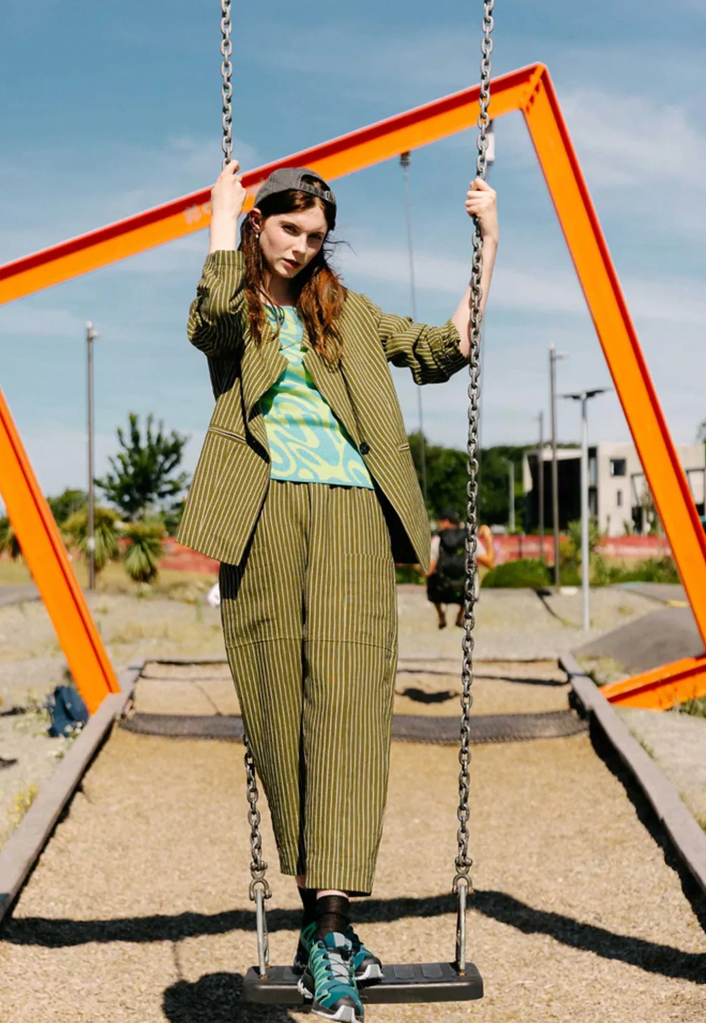 dean_blazer__moss_stripe_4.webp Sale Dean Blazer - Moss Stripe Women Blazers & Jackets