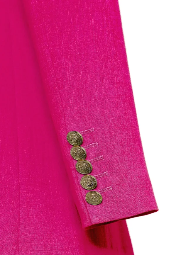 Clearance Double Breasted Blazer - Hot Pink Women Blazers & Jackets
