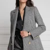 Fashion Double Breasted Blazer - Prince of Wales Mono Women Blazers & Jackets