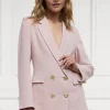 Hot Double Breasted Blazer - Pink Linen Women Blazers & Jackets