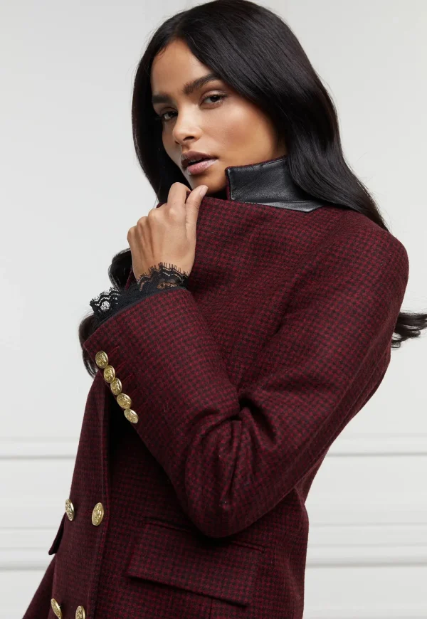 Outlet Double Breasted Blazer - Red Houndstooth Women Blazers & Jackets