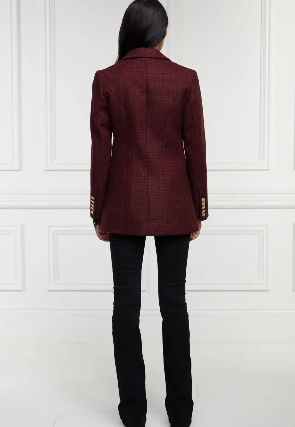 Outlet Double Breasted Blazer - Red Houndstooth Women Blazers & Jackets