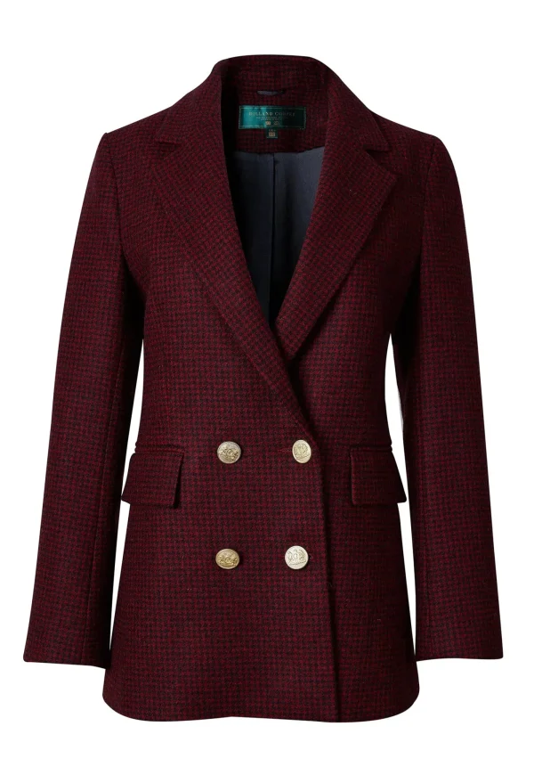 Outlet Double Breasted Blazer - Red Houndstooth Women Blazers & Jackets
