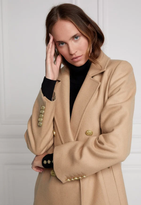 Sale Double Breasted Coat - Camel Women Coats