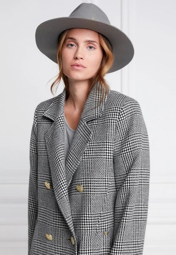Hot Double Breasted Coat - Prince of Wales Mono Women Coats