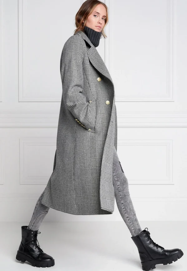 Hot Double Breasted Coat - Prince of Wales Mono Women Coats