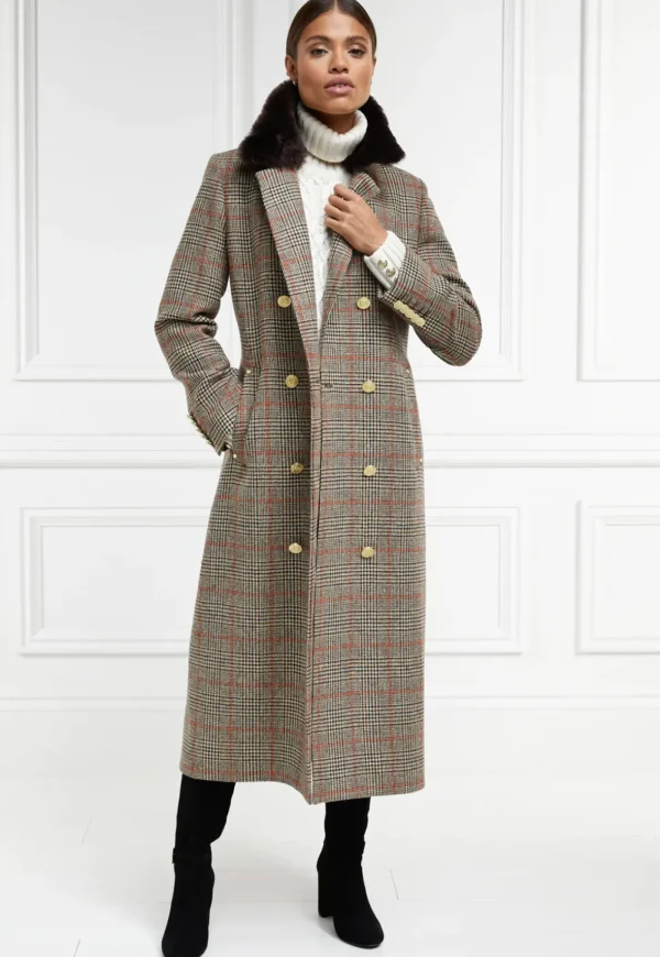 Outlet Double Breasted Shearling Coat - Orange Windsor Women Coats