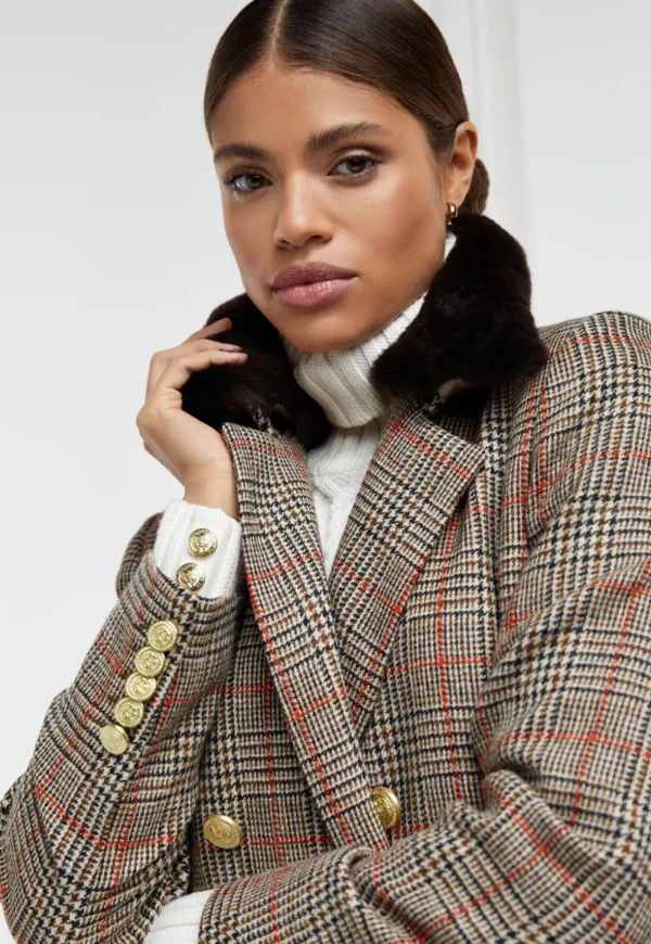 Outlet Double Breasted Shearling Coat - Orange Windsor Women Coats