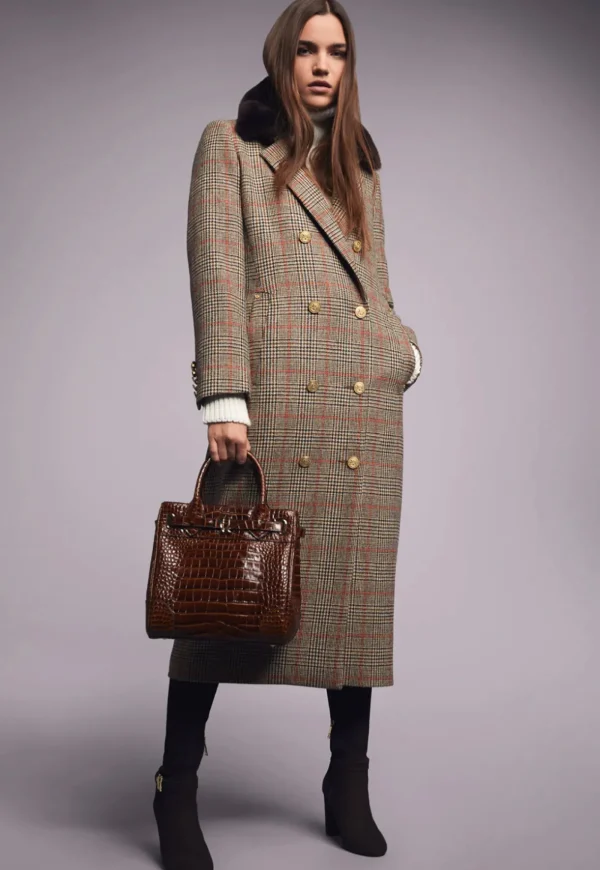 Outlet Double Breasted Shearling Coat - Orange Windsor Women Coats