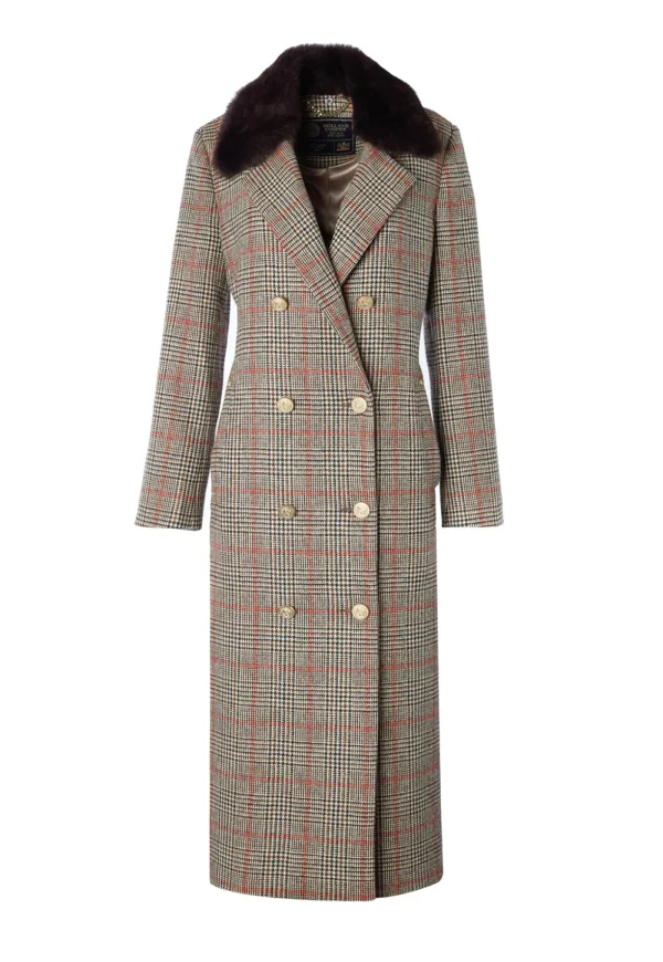 Outlet Double Breasted Shearling Coat - Orange Windsor Women Coats