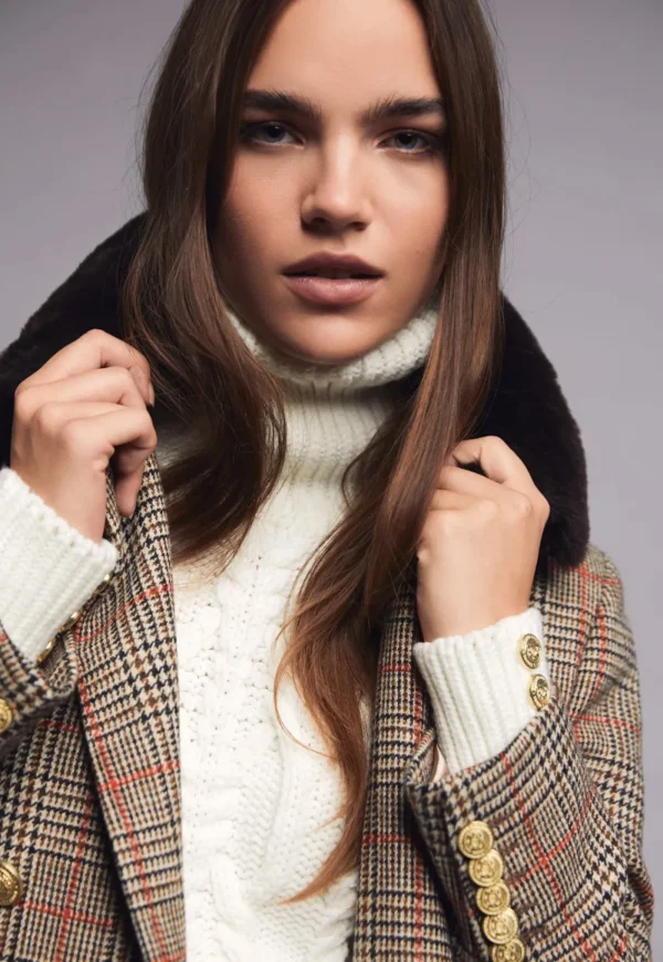 Outlet Double Breasted Shearling Coat - Orange Windsor Women Coats