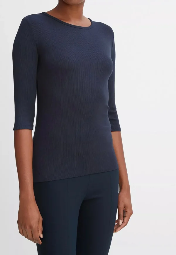 Hot Elbow Sleeve Crew - Coastal Blue Women Tops & Tees