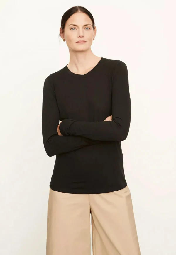 Sale Essential Long Sleeve Crew - Black Women Tops & Tees