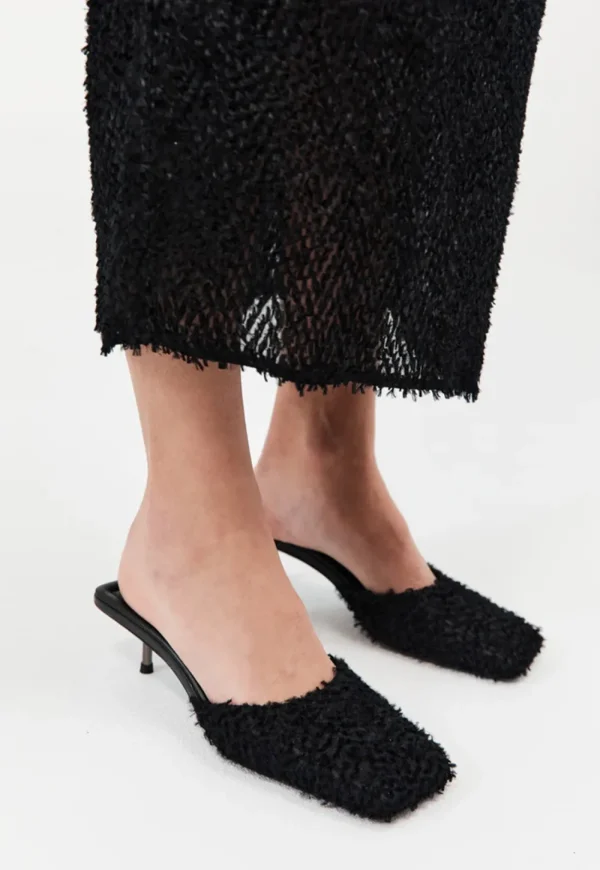 Best Feathered Square Toe Heel - Black Women Footwear | Heels