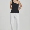 Clearance Fitted Asym Tank - Black Women Tops & Tees