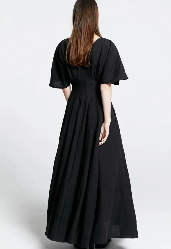 Discount Florence Dress - Black Linen Women Dresses