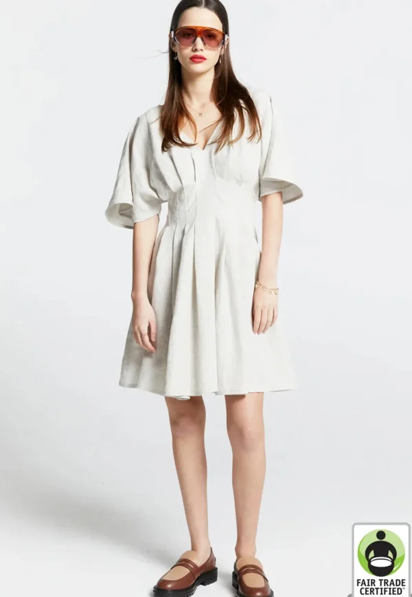 Online Florence Mini Dress - Natural Linen Women Dresses