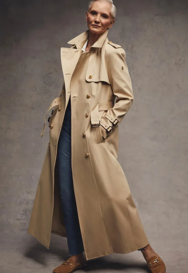 Outlet Gatcombe Full Length Trench Coat - Stone Women Coats