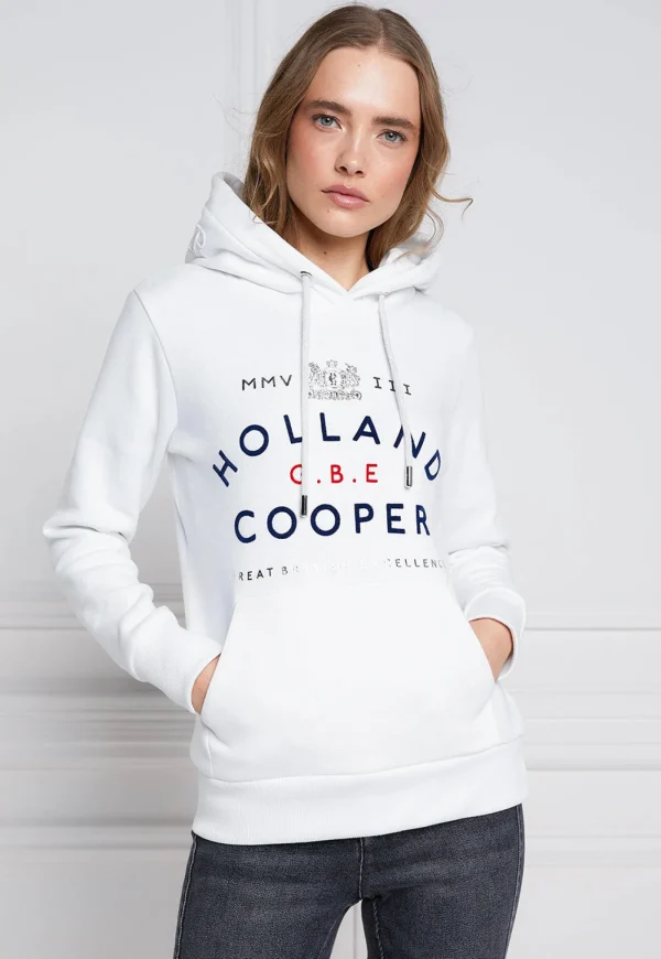 Sale GBE Flock Logo Hoodie - Optic White Women Sweaters & Hoodies