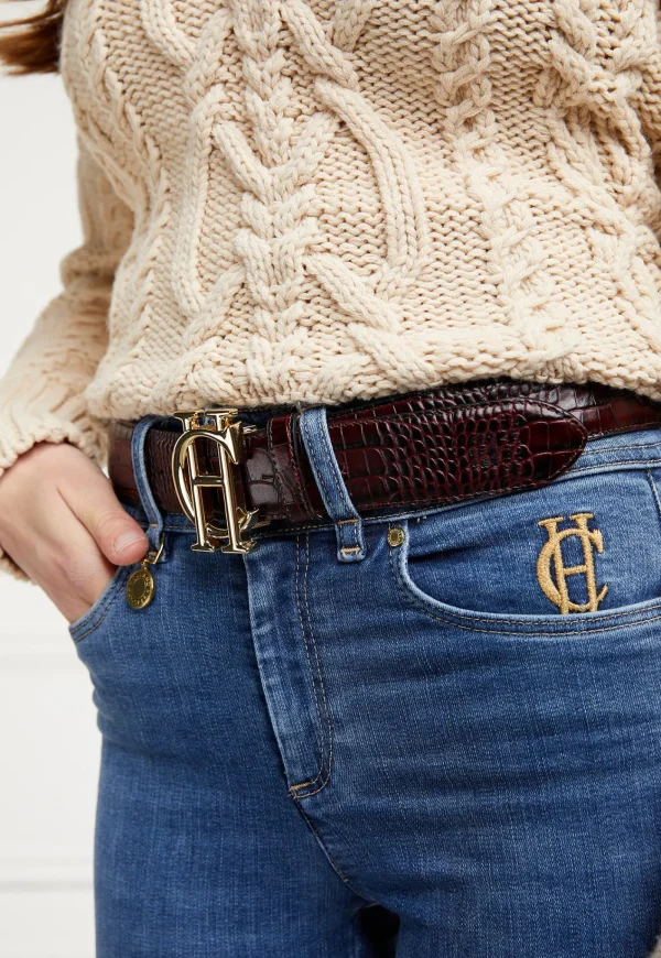 Outlet HC Classic Belt - Merlot Croc Women Belts | Belts